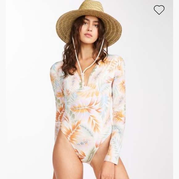 Billabong Other - NWT Billabong island calling body’s one piece swimsuit. Size L. Beige floral